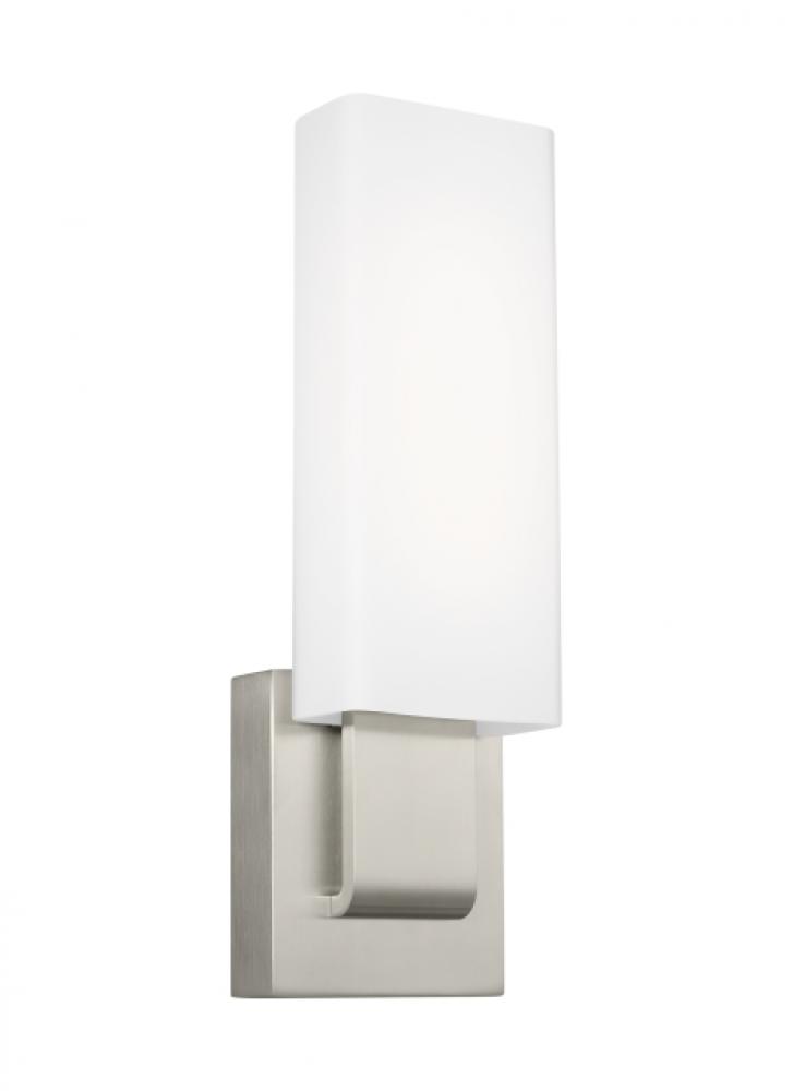 Kisdon Contemporary dimmable LED Small Wall Sconce Light in a Polished Nickel/Silver Colored finish