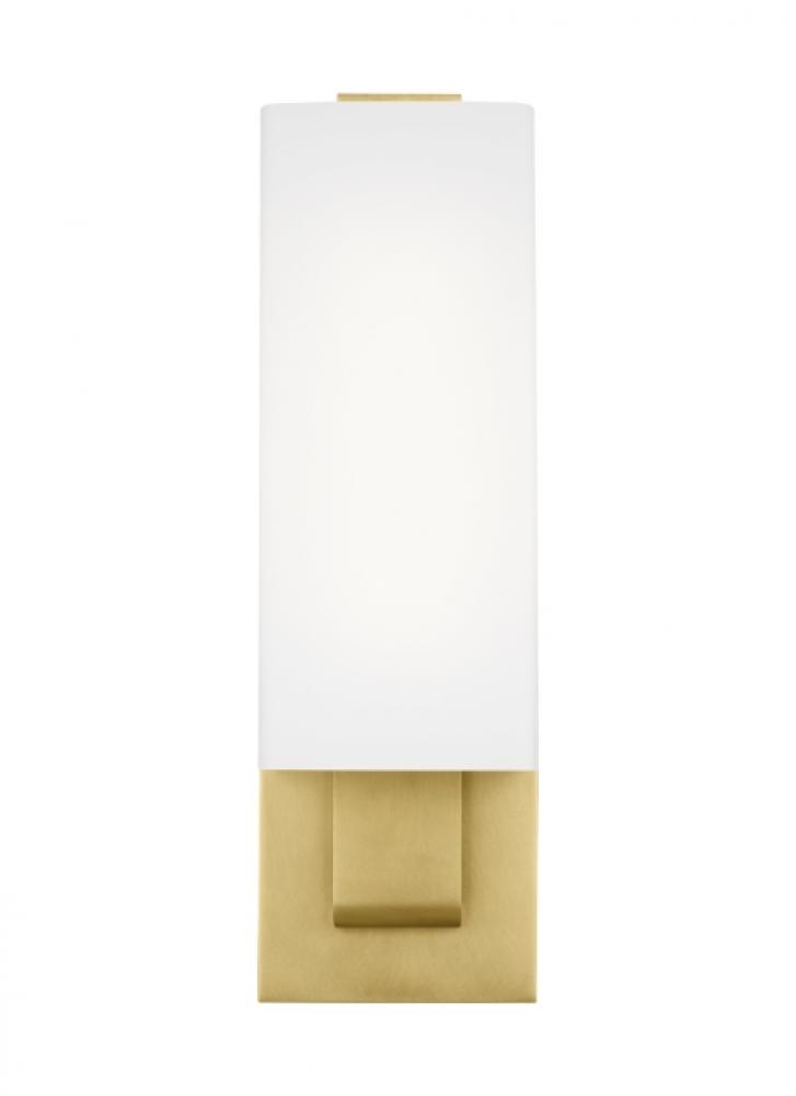 Kisdon Contemporary dimmable LED Wall Sconce Light in a Natural Brass/Gold Colored finish