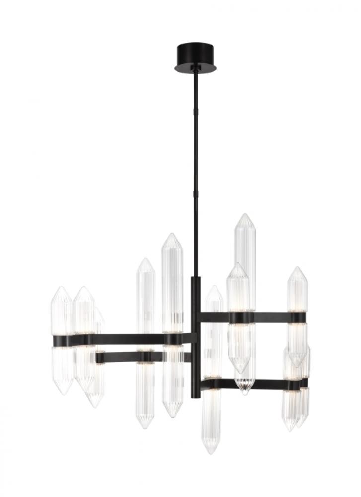 Modern Langston dimmable LED Large Chandelier Ceiling Light in a Plated Dark Bronze finish