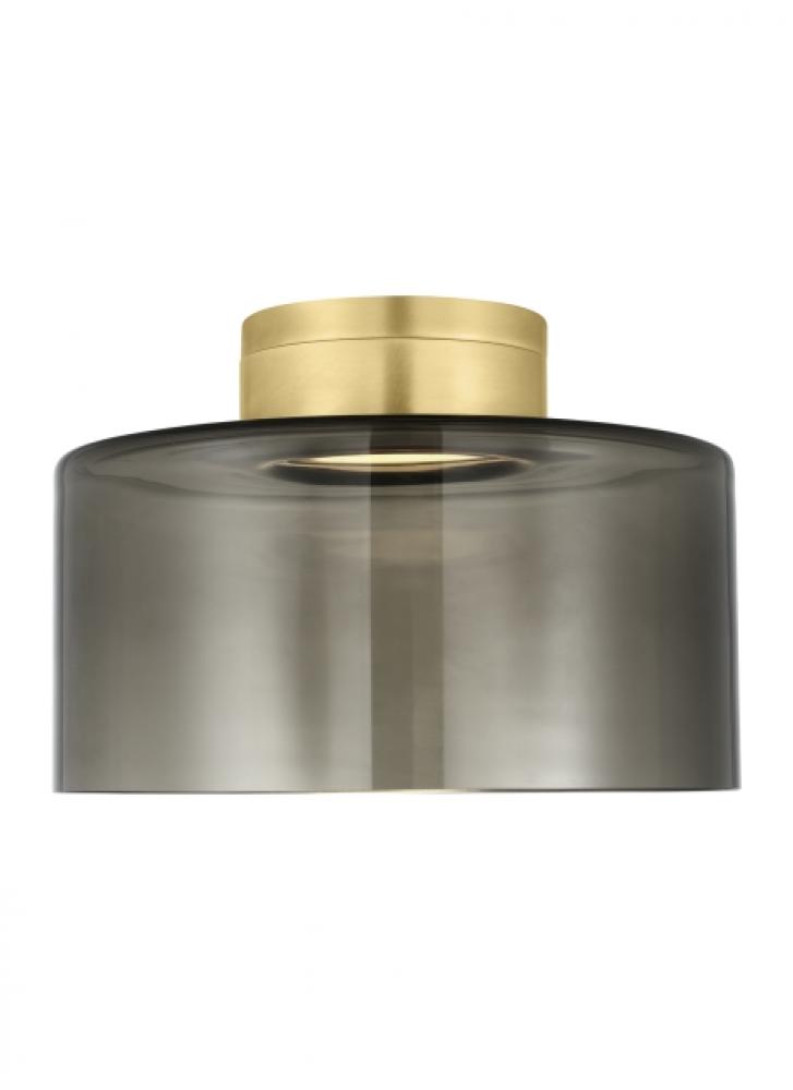 Manette Modern dimmable LED Large Ceiling Flush Mount Light in a Natural Brass/Gold Colored finish