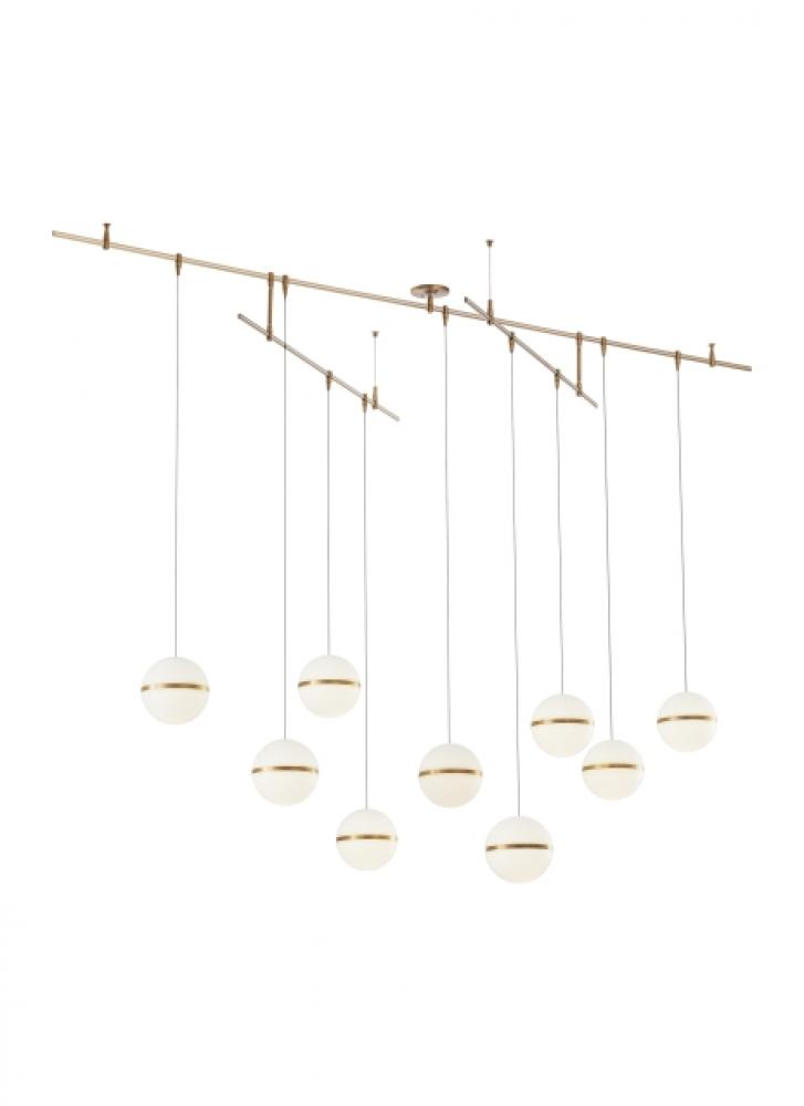 Modern Mini Hanea dimmable LED Chandelier Ceiling Light in a Natural Brass/Gold Colored finish