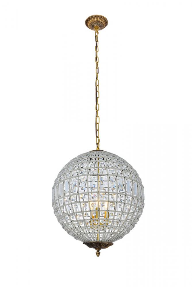 Olivia 3 Light French Gold Pendant Clear Royal Cut Crystal