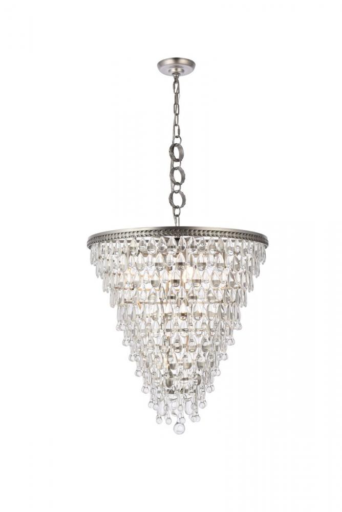 Nordic 7 Light Antique Silver Chandelier Clear Royal Cut Crystal