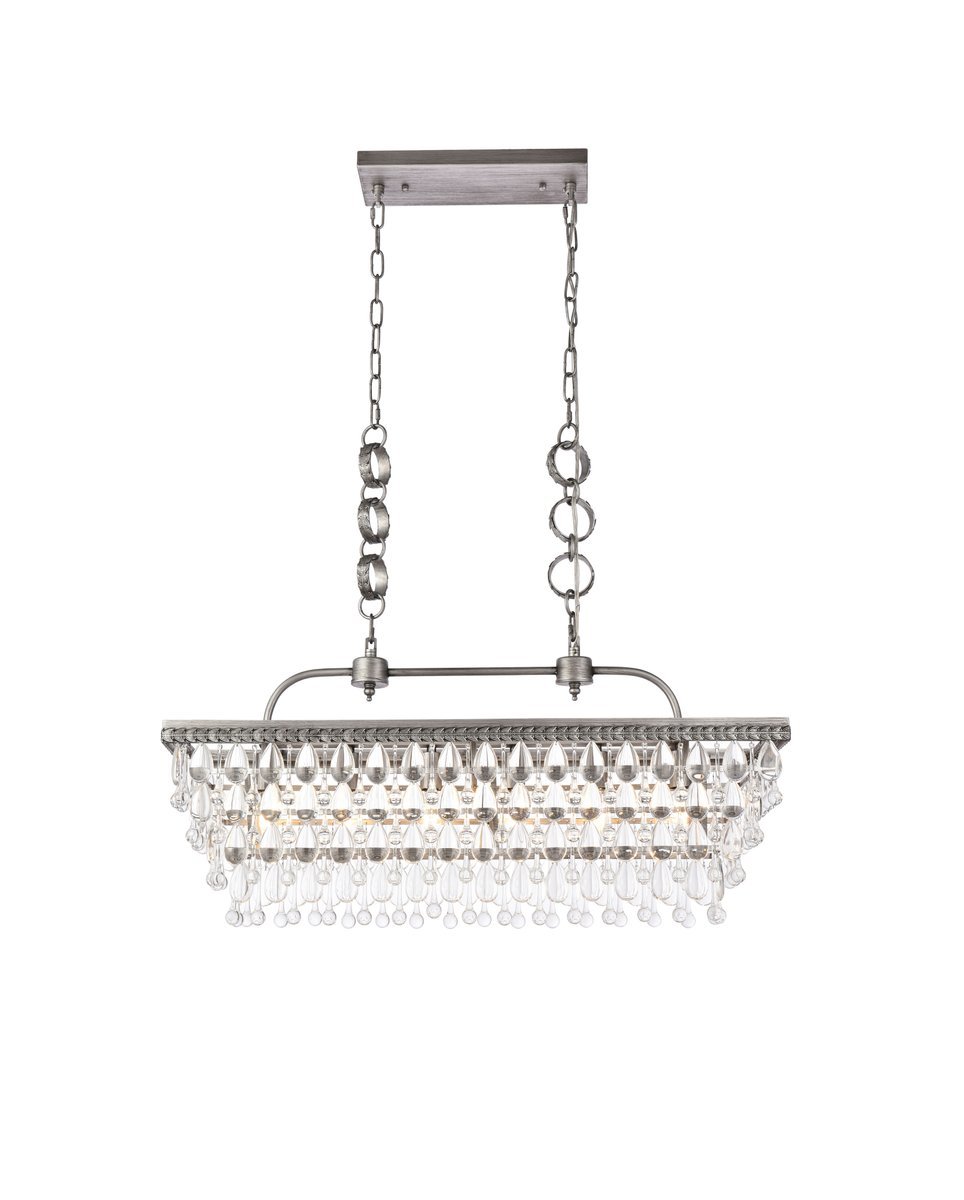 Nordic 32 Inch Rectangle Pendant in Antique Silver