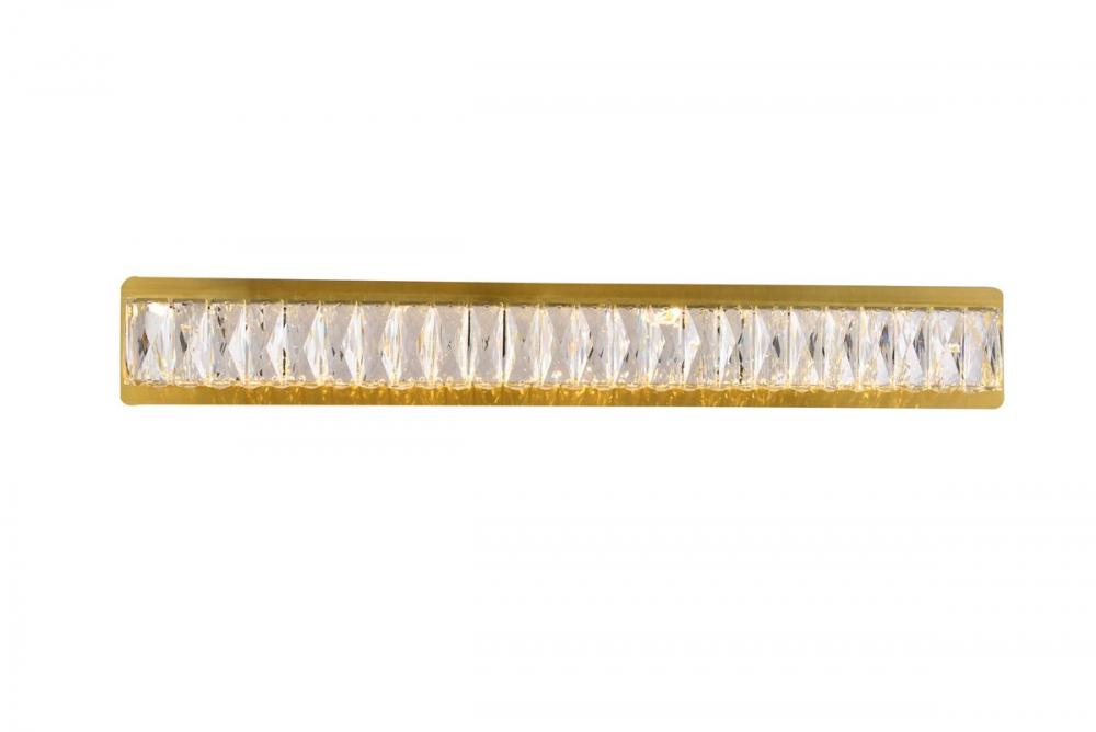 Monroe Integrated LED Chip Light Gold Wall Sconce Clear Royal Cut Crystal