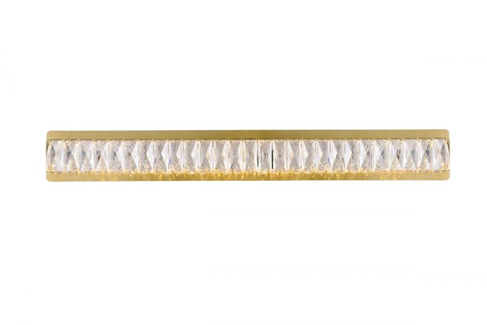 Monroe Integrated LED Chip Light Gold Wall Sconce Clear Royal Cut Crystal