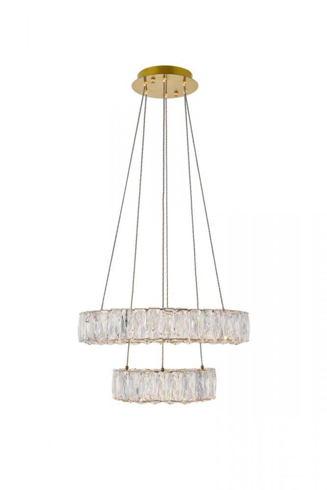 Monroe Integrated LED Chip Light Gold Pendant Clear Royal Cut Crystal