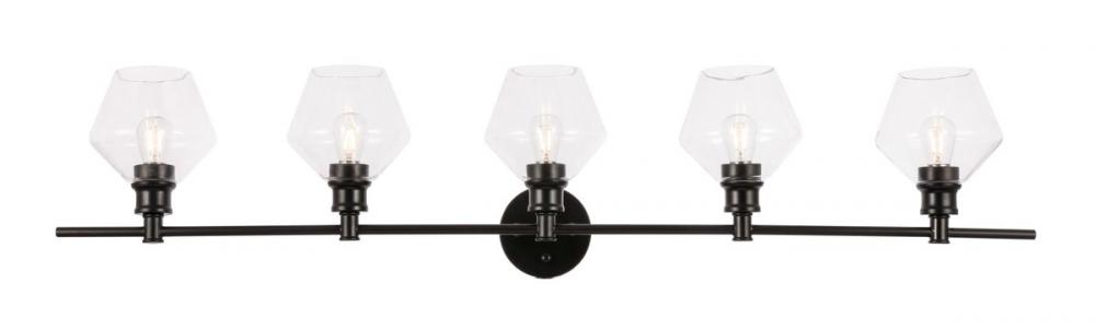 Gene 5 Light Black and Clear Glass Wall Sconce