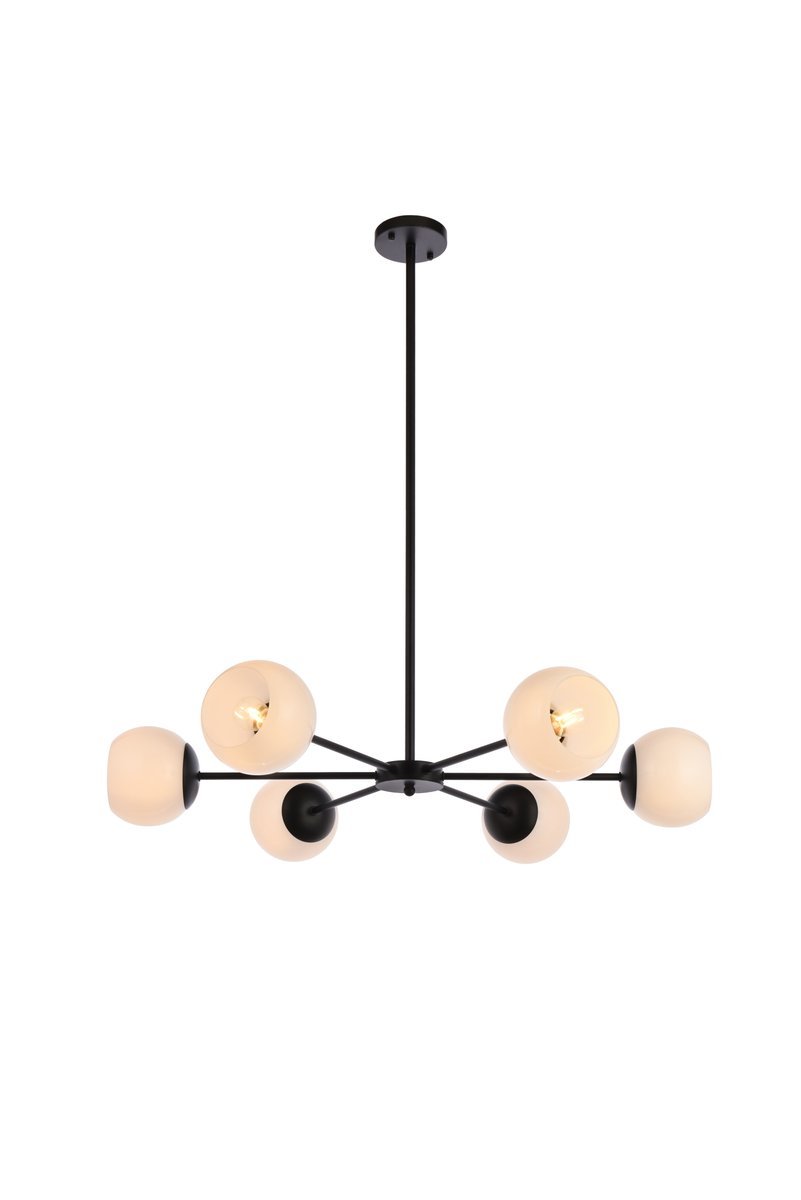 Briggs 36 Inch Pendant in Black with White Shade