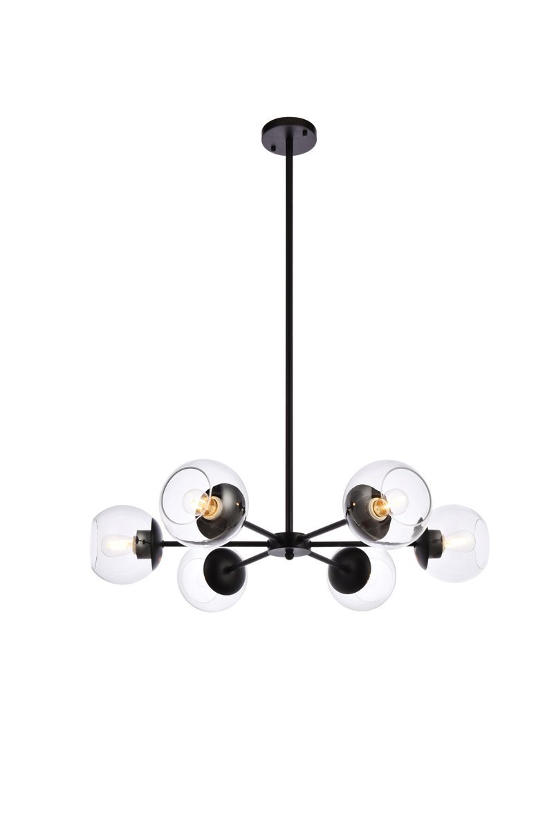 Briggs 30 Inch Pendant in Black with Clear Shade