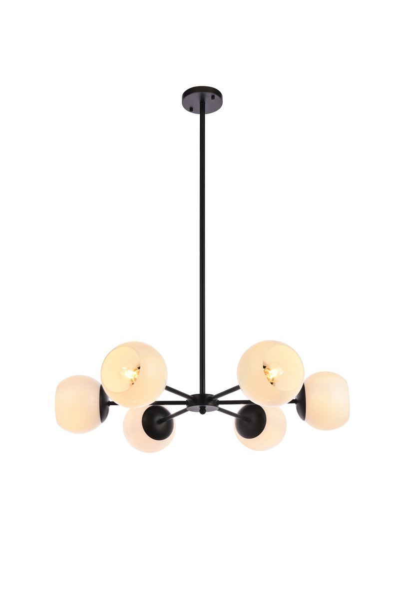 Briggs 30 Inch Pendant in Black with White Shade