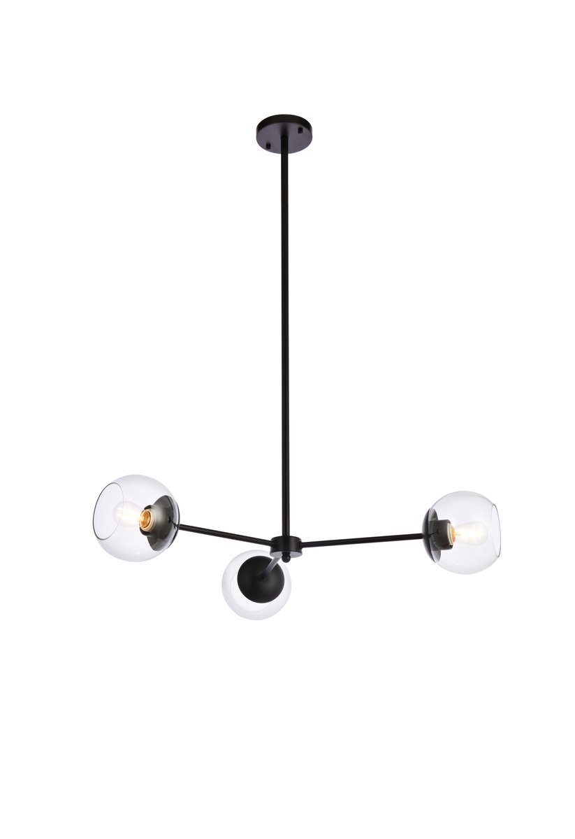 Briggs 32 Inch Pendant in Black with Clear Shade