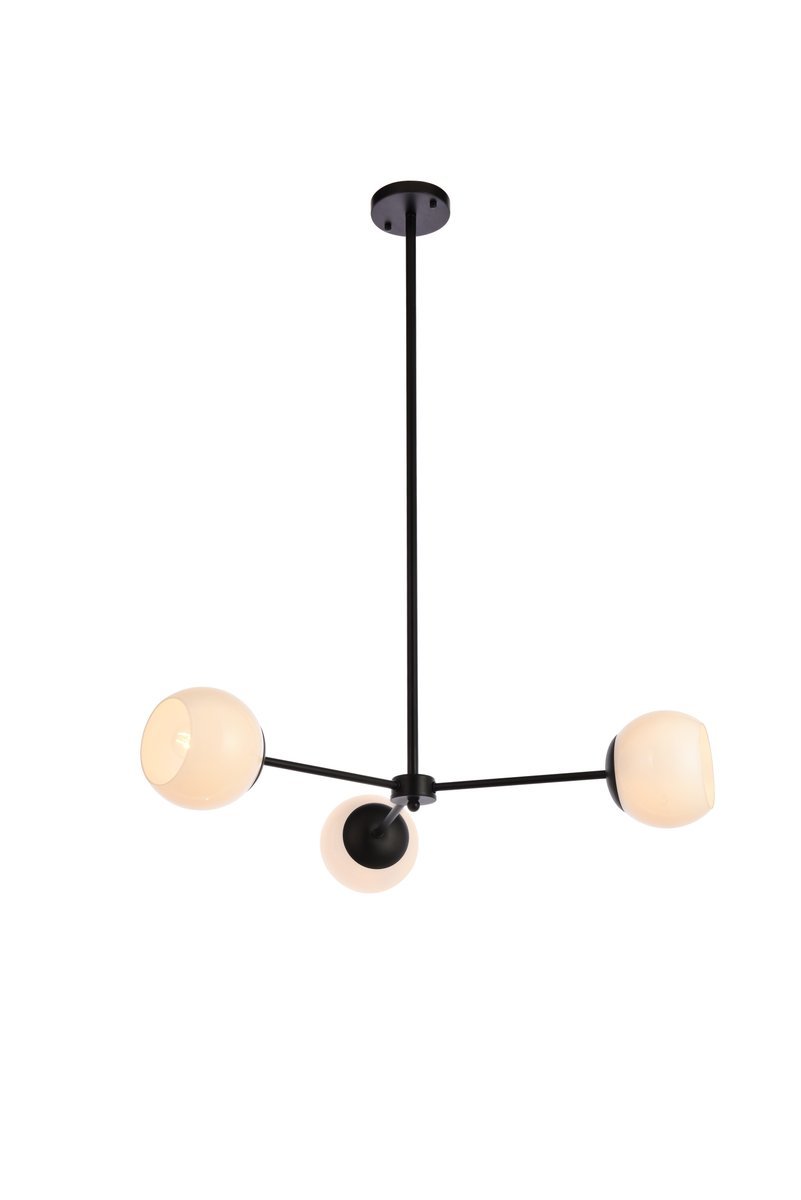 Briggs 32 Inch Pendant in Black with White Shade