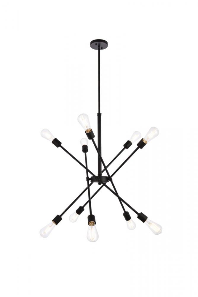Axel 10 Lights Black Pendant with Hanging Rod
