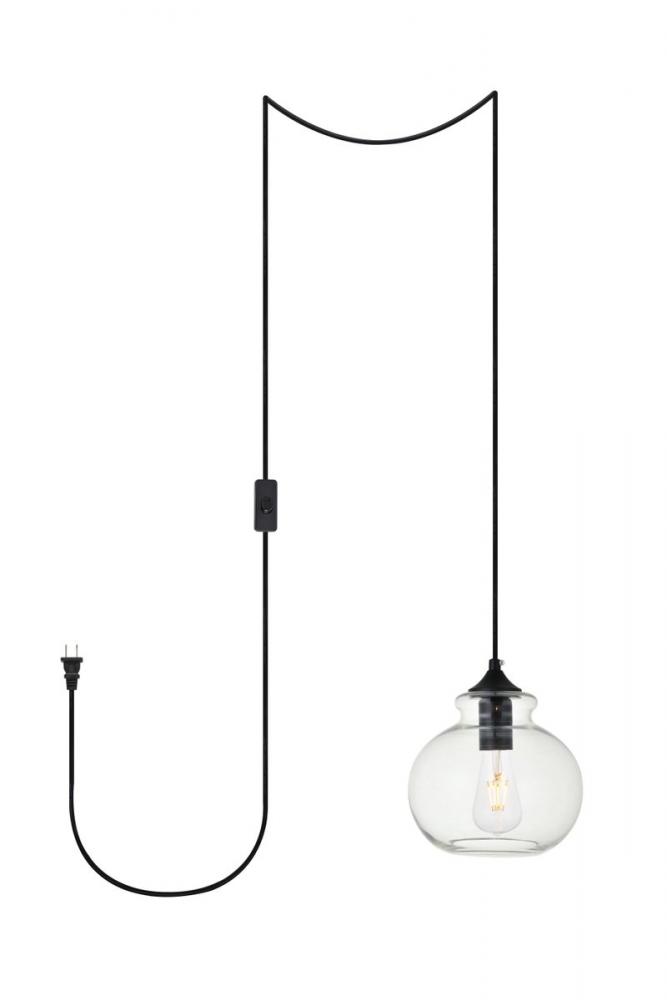 Destry 1 Light Black Plug-in Pendant with Clear Glass