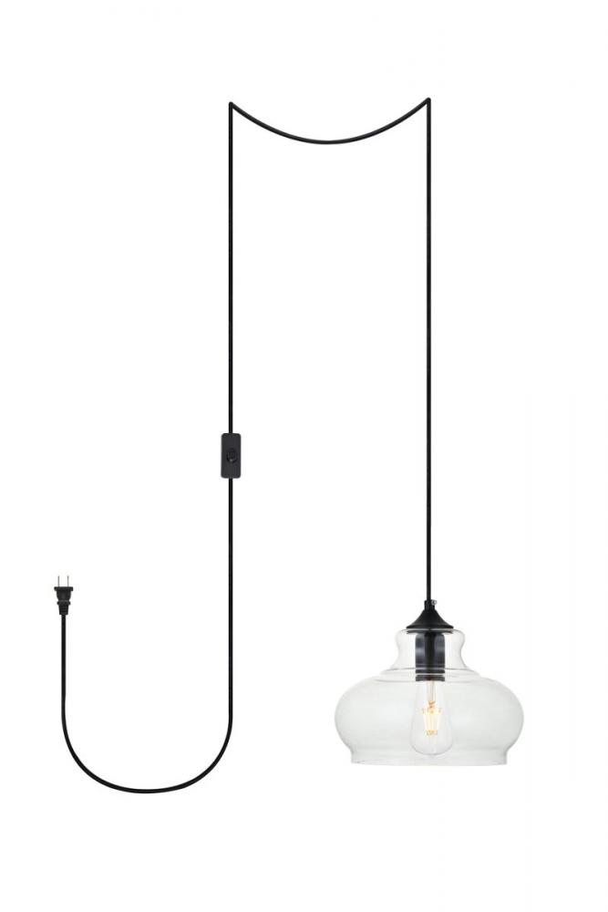 Destry 1 Light Black Plug-in Pendant with Clear Glass