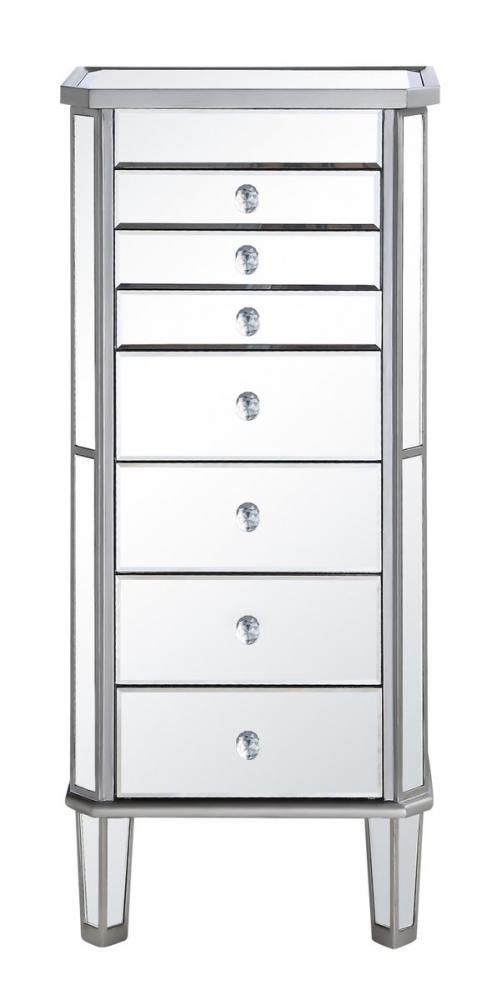 7 Drawer Jewelry Armoire 18 In.x12 In.x41 In. in Silver Clear