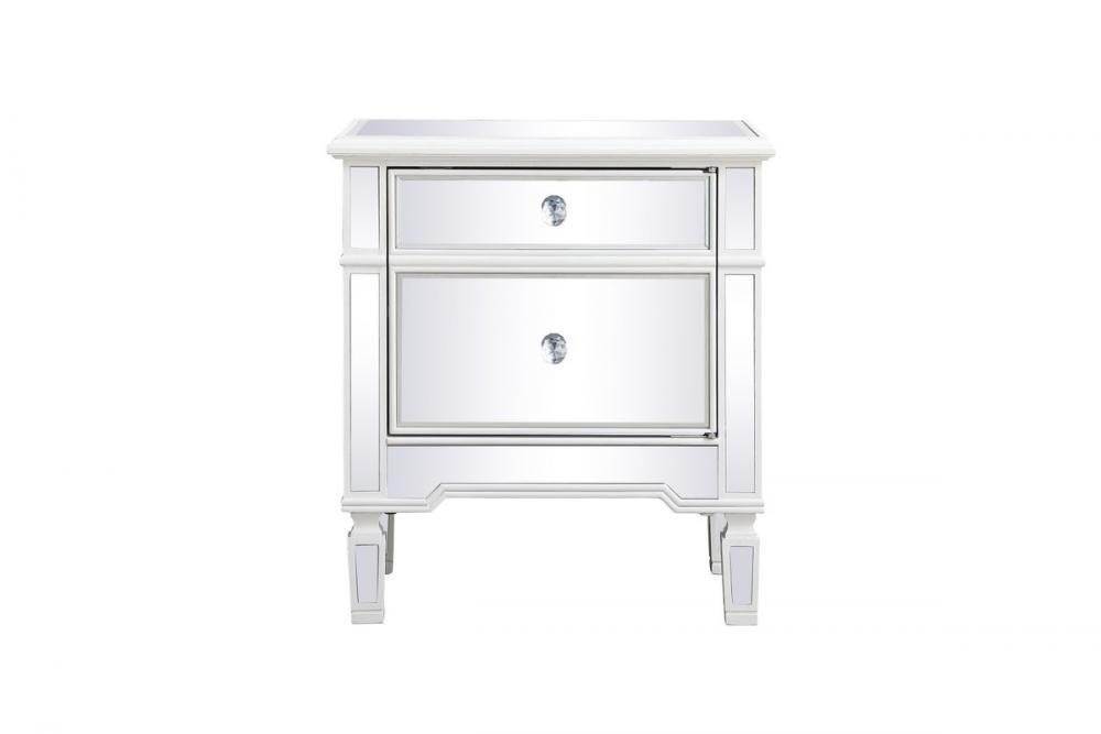 24 Inch Mirrored End Table in Antique White