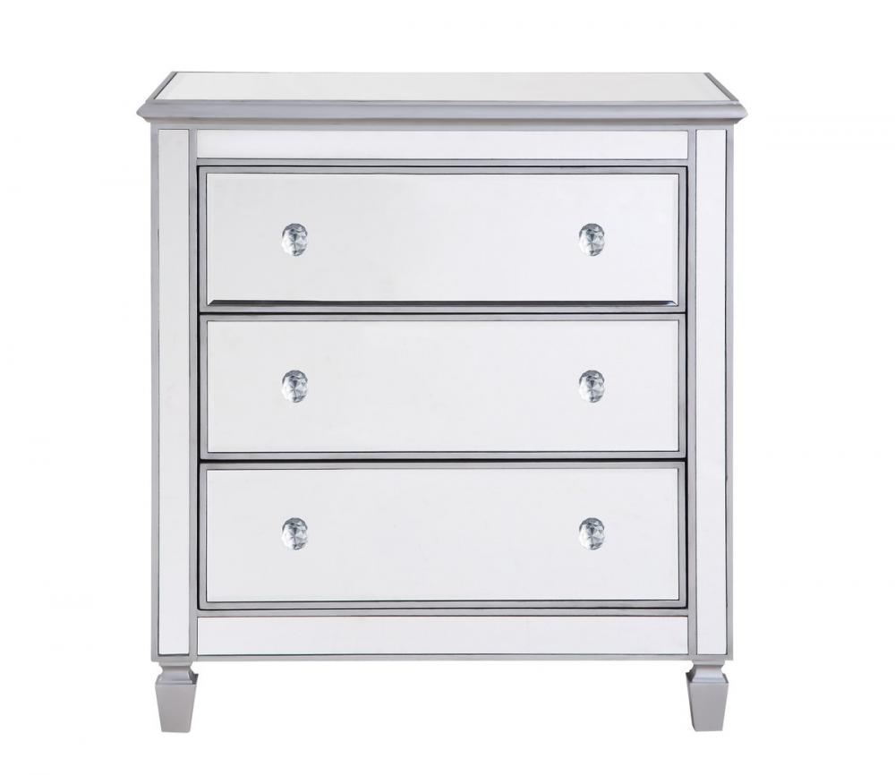 3 Drawer Bedside Cabinet 33 In.x18 In.x32 In. in Silver Paint
