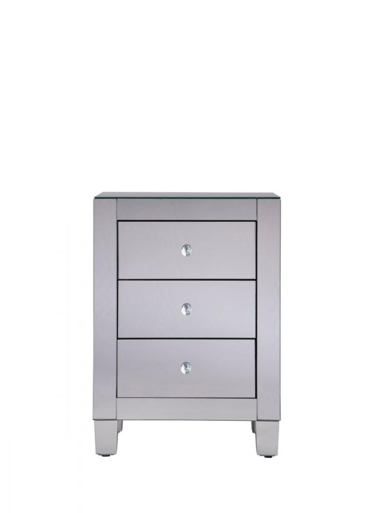 3 Drawers Cabinet 17-3/4 In.x13 In.x25 In. in Clear Mirror