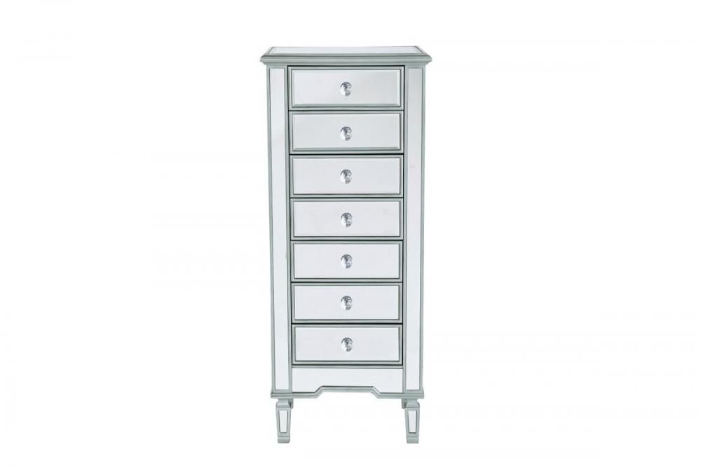 Lingerie Chest 7 Drawers 20in. Wx15in. Dx48in. H in Antique Silver Paint