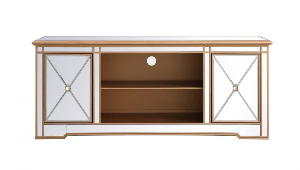 Modern 60 In. Mirrored Tv Stand in Antique Gold