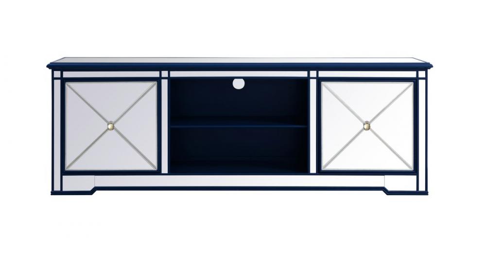Modern 72 In. Mirrored Tv Stand in Blue
