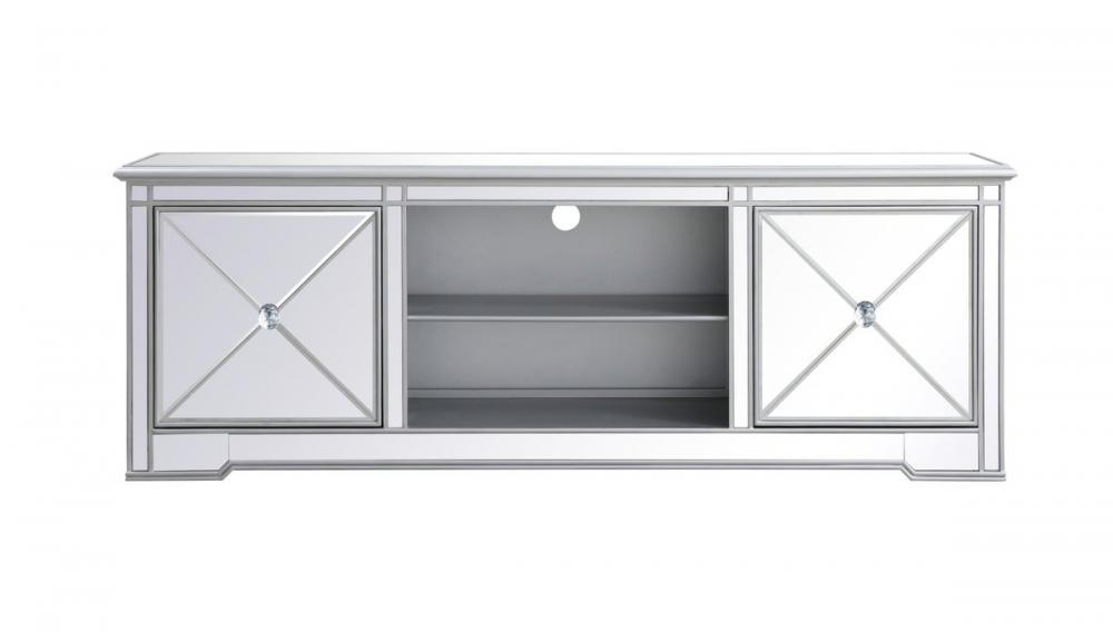 Modern 72 In. Mirrored Tv Stand in Antique Silver