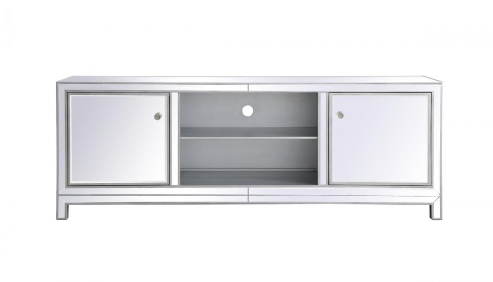 Reflexion 72 In. Mirrored Tv Stand in Antique Silver