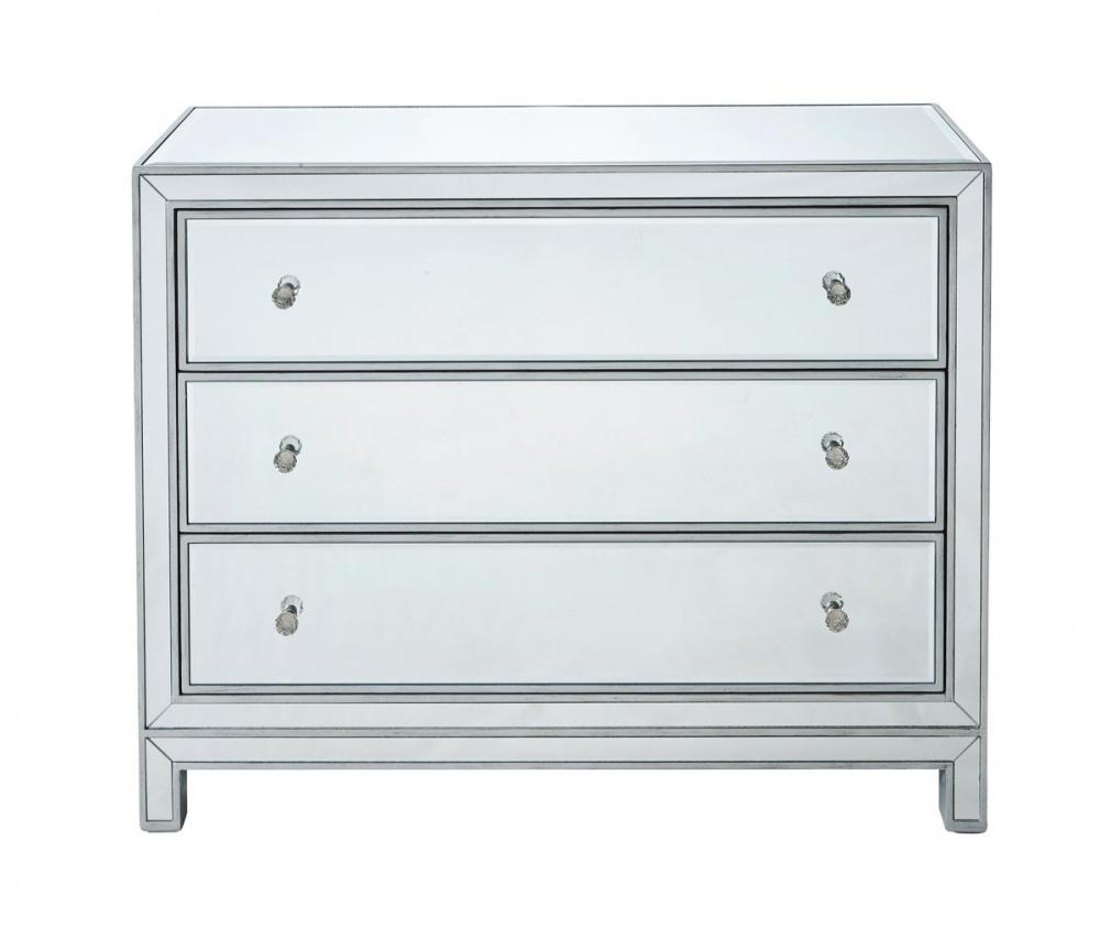 Chest 3 Drawers 40in. Wx16in. Dx32in. H in Antique Silver Paint