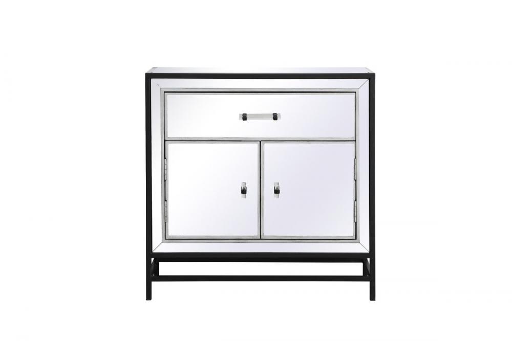 James 28.5 In. Mirrored Cabinet in Black