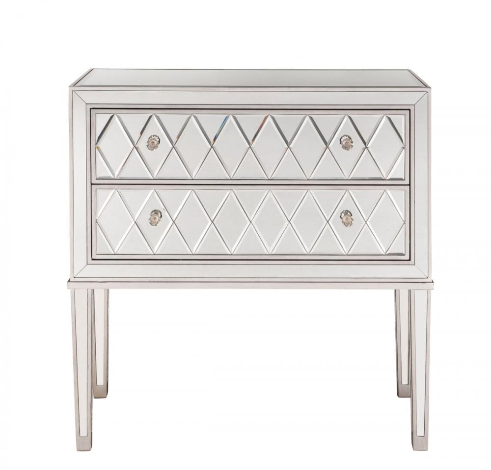 Nightstand 2 Drawers 34in. Wx16in. Dx34in. H in Antique Silver Paint