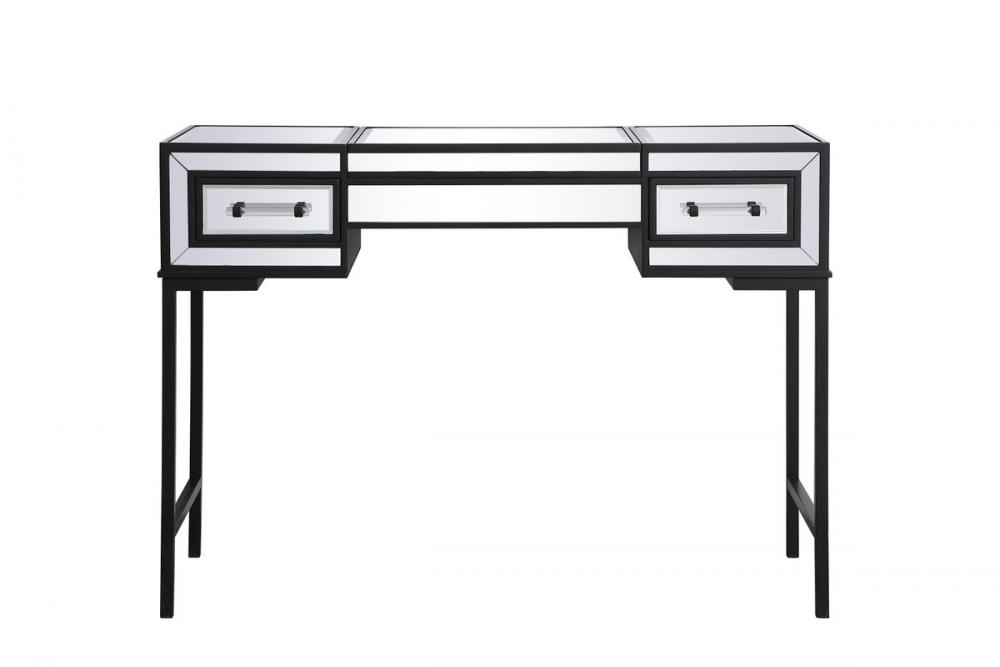 42 Inch Mirrored Flip Top Vanity Table in Black