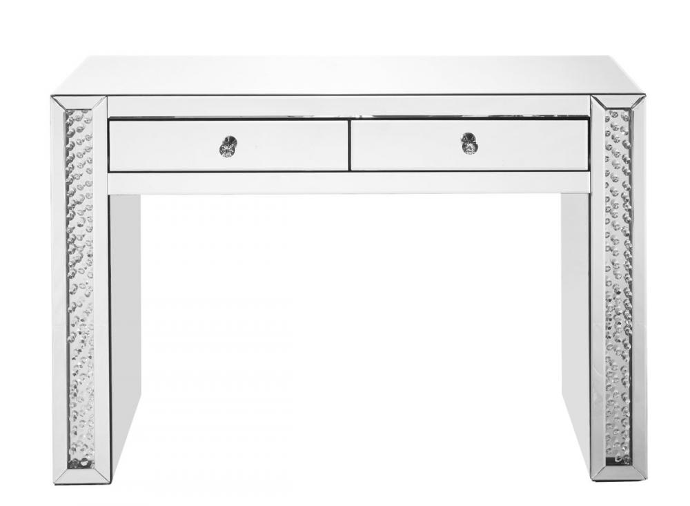 47 Inch Rectangle Crystal Vanity Table In Clear Mirror Finish