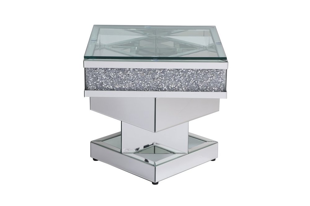 24 in. crystal mirrored end table