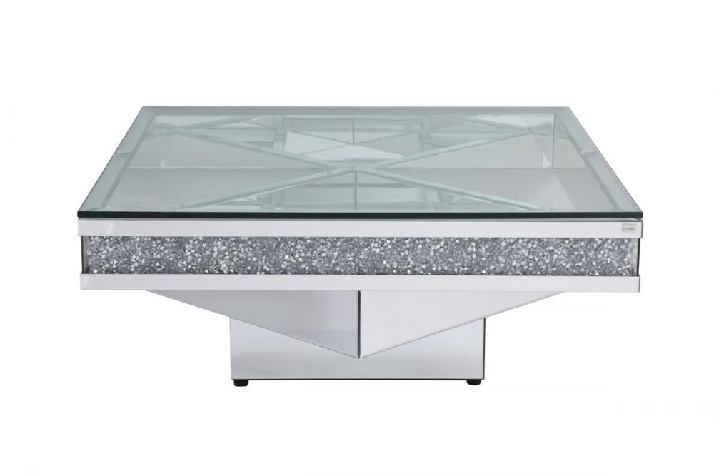 39 In. Crystal Mirrored Coffee Table