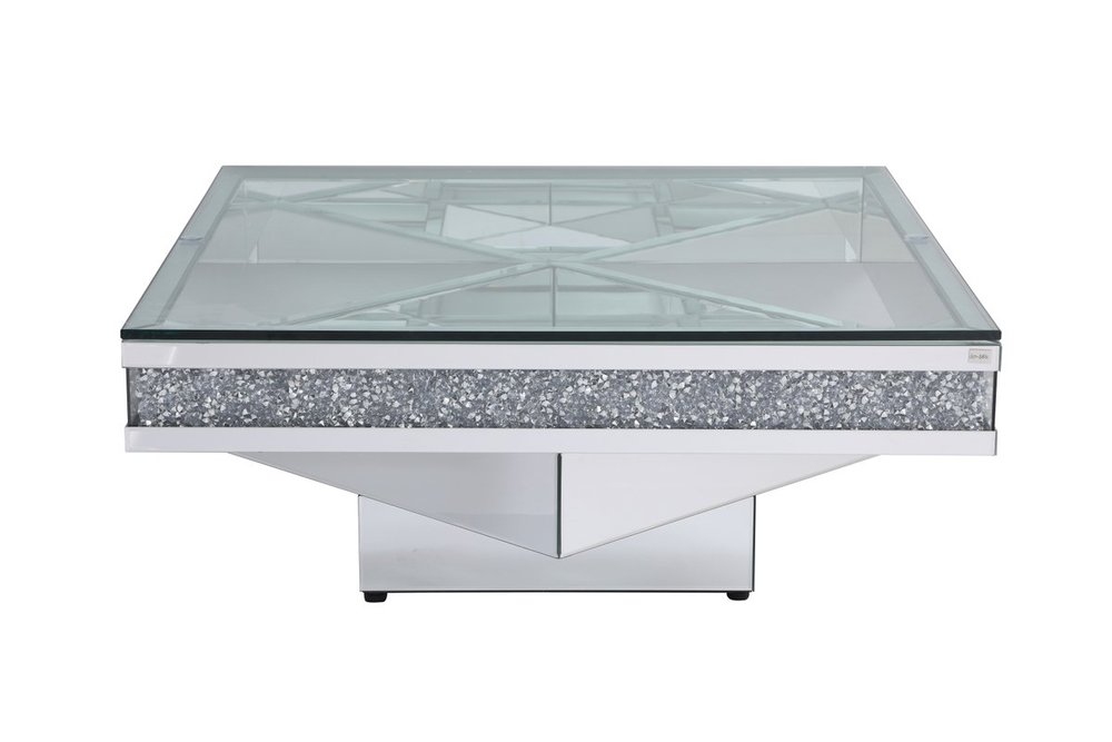 39 in. crystal mirrored coffee table