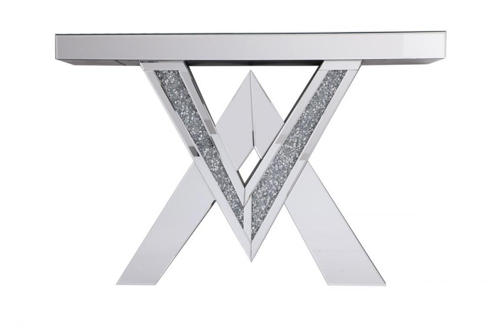 47 In. Crystal Mirrored Console Table