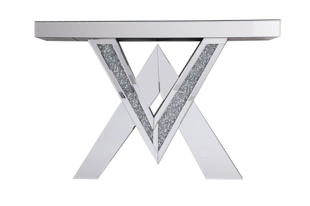 47 in. crystal mirrored console table