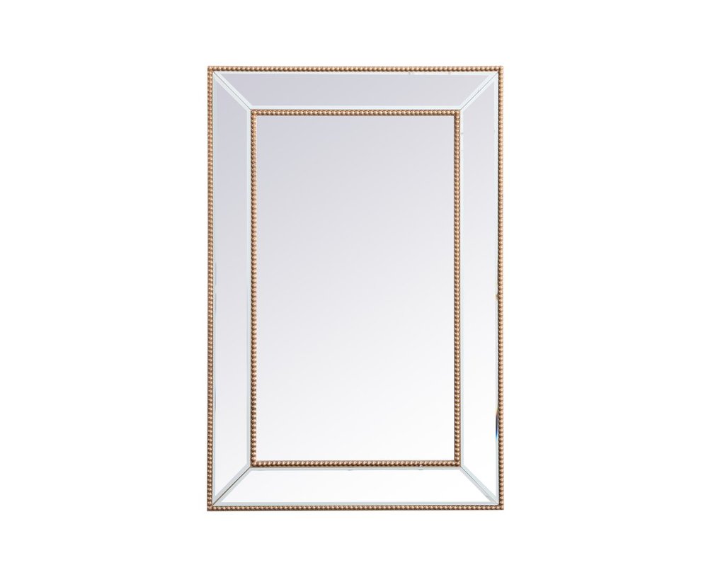 Iris beaded mirror 36 x 24 inch in antique gold