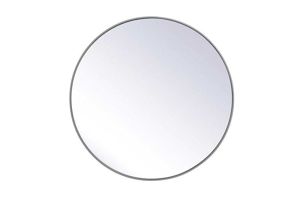 Metal Frame Round Mirror 36 Inch Grey