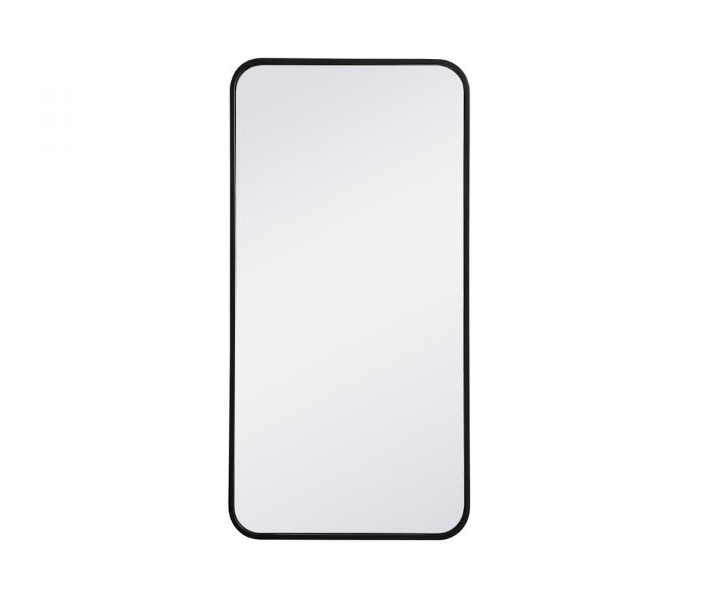 Soft Corner Metal Rectangular Mirror 18x36 Inch in Black
