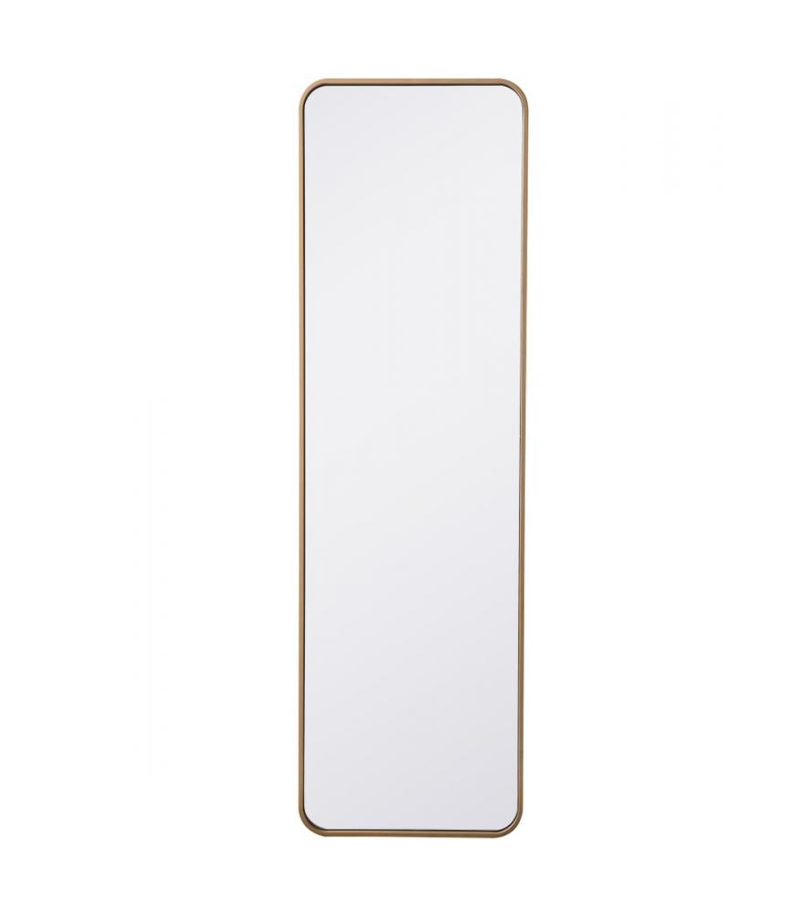 Soft Corner Metal Rectangular Mirror 18x60 Inch in Brass