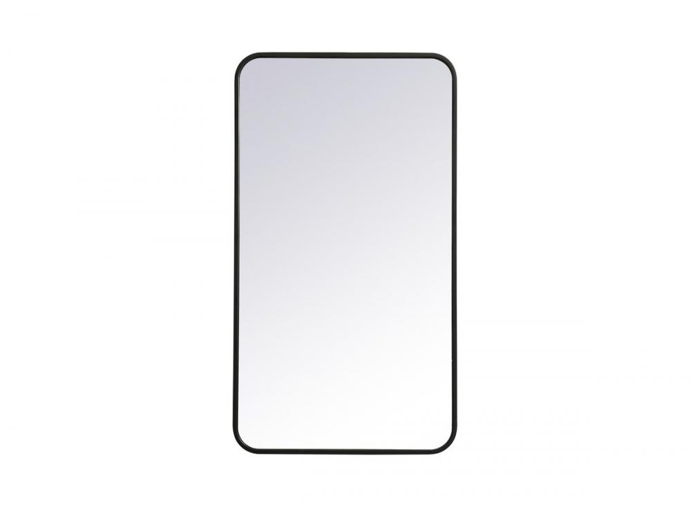 Soft Corner Metal Rectangular Mirror 20x36 Inch in Black