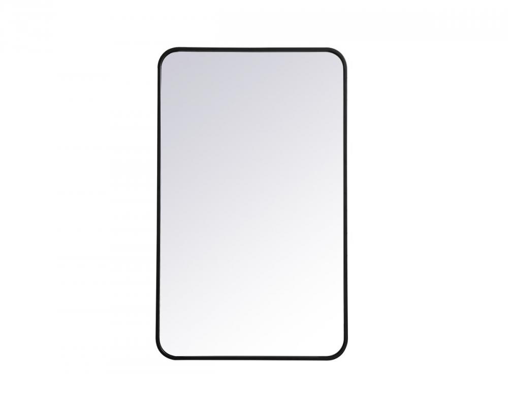 Soft Corner Metal Rectangular Mirror 22x36 Inch in Black