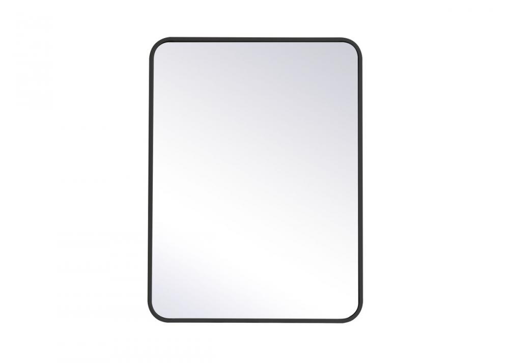 Soft Corner Metal Rectangular Mirror 24x32 Inch in Black