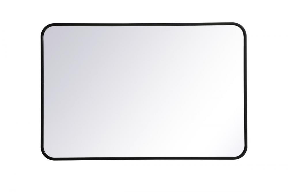 Soft Corner Metal Rectangular Mirror 24x36 Inch in Black