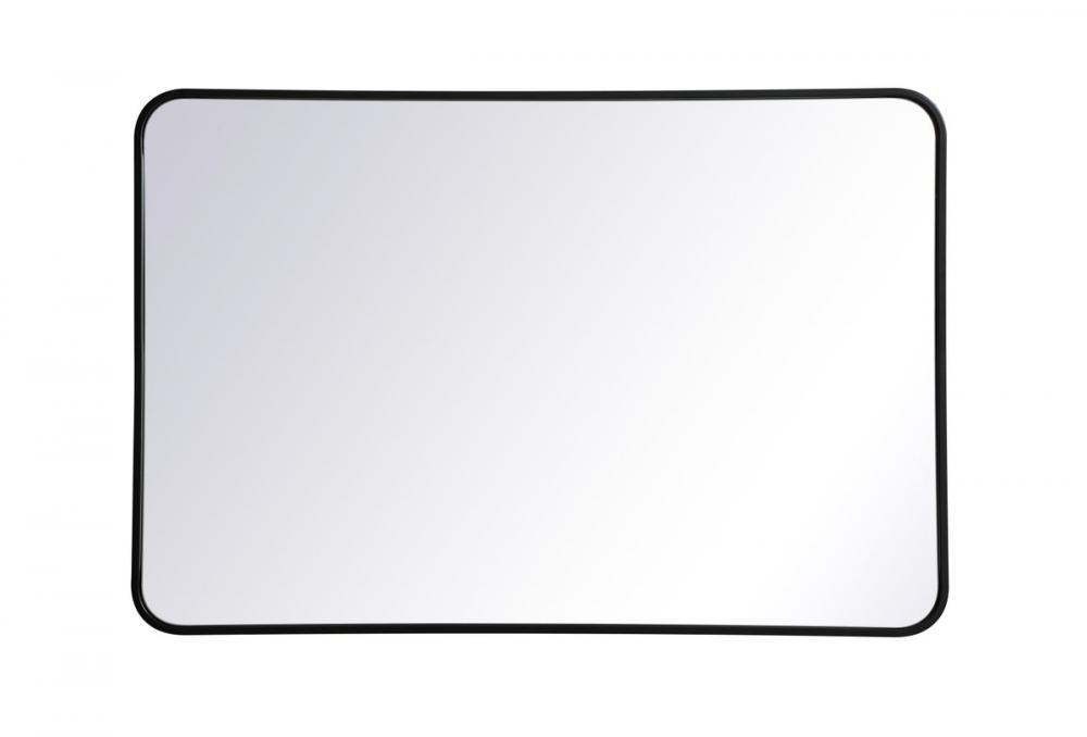 Soft Corner Metal Rectangular Mirror 27x40 Inch in Black