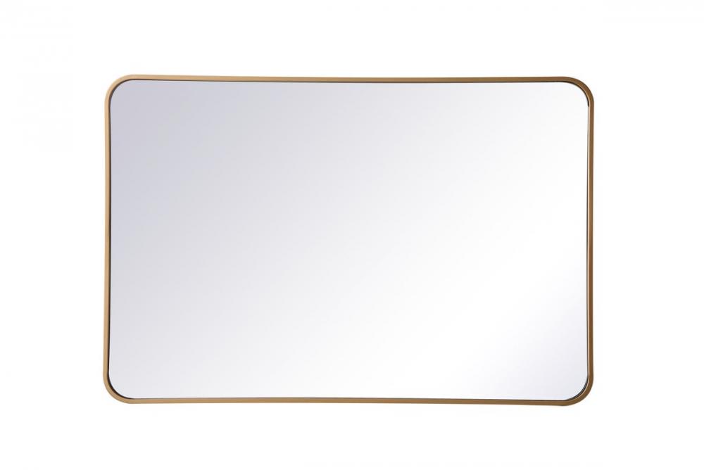 Soft Corner Metal Rectangular Mirror 27x40 Inch in Brass