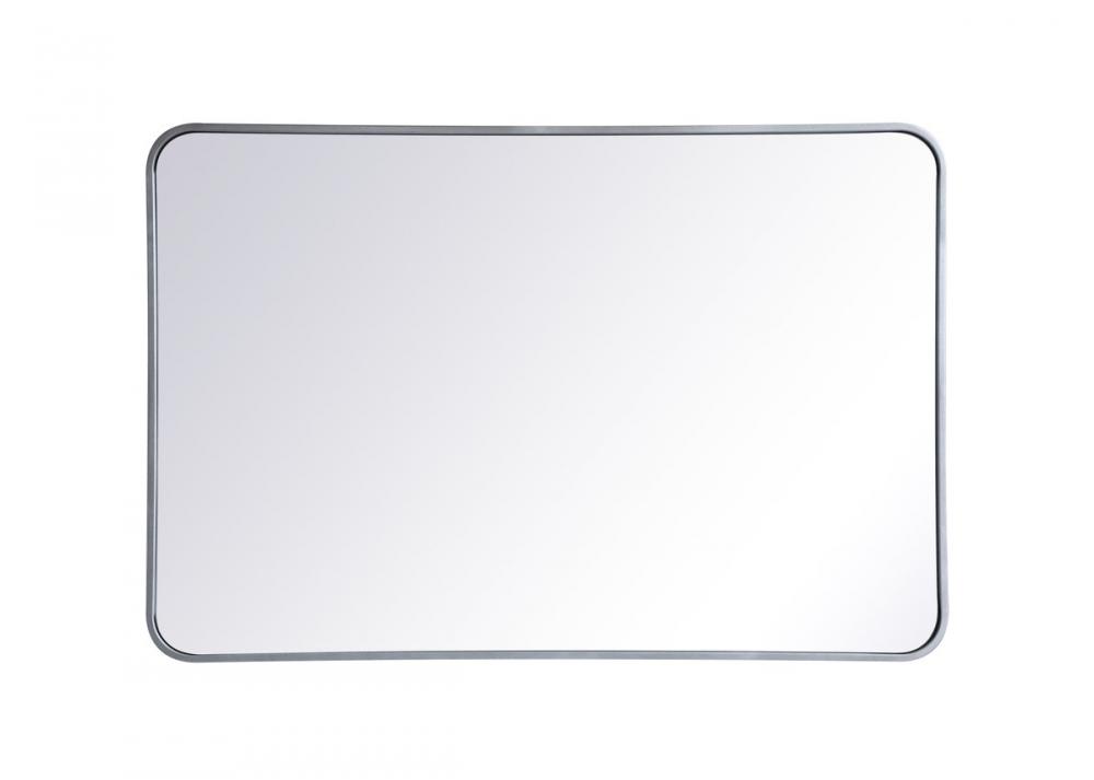 Soft Corner Metal Rectangular Mirror 27x40 Inch in Silver